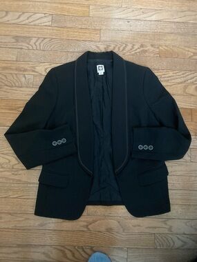 Anne Klein Black Open-Front Shawl Collar Blazer